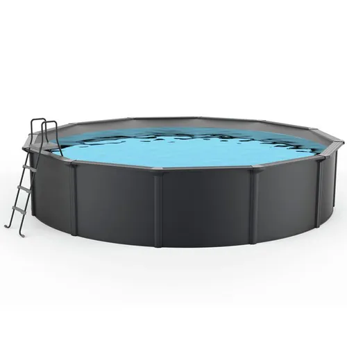 Steinbach Stahlwand Swimming Pool Set "Nuovo de Luxe" - anthrazit silbergrau, 360 x 120 cm, robust und winterfest für ganzjährige Nutzung ohne Abbau