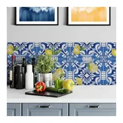 K&L Wall Art Fliesenaufkleber Sizilien Zitrone - Sonstige Wanddekoration mit selbstklebenden PVC-Folien, ideal für kreative Wandschutzgestaltungen in Ihrer Küche oder im Bad.