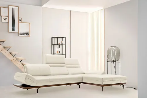 Creation BY ROLF BENZ Ecksofa CR.420, Designecksofa, bequem, verstellbare Rückenlehne, L-Form, in 2 Qualitäten, Holzrahmen in Eiche Natur oder Nußbaum, Breite 313 cm