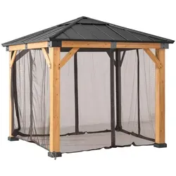Sunjoy Netz für Zedernholz Gazebo 273cm x 273cm - Pavillons: Wetterbeständiges Moskito-Netz für Insektenschutz ohne Chemikalien, einfach zu installieren und mit Reißverschlüssen für sicheren Halt.