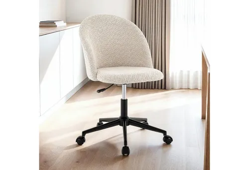 IDIMEX Drehstuhl BONTHE, beige - Bürostuhl mit hochwertigem Bouclé Stoffbezug, höhenverstellbar und ideal für stilvolle Home Offices oder Arbeitsräume.
