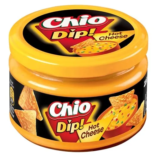 Chio Dip Hot Cheese - Cremig-würziger Käse - Aufstrich für Snacks mit fruchtigen Paprikastückchen und scharfen Jalapenos, ohne künstliche Geschmacksverstärker - perfekt für Tortillas!