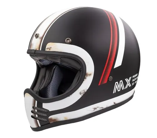 Premier Trophy MX DO O.S. Integralhelm - Matt Schwarz/Weiß/Rot - M - Motorradhelm mit DCA-Dyneema Carbon Aramid Schale, extrem leicht und schlagfest. Ideal für Sicherheit und Komfort auf jeder Fahrt, zertifiziert nach ECE 22-05.