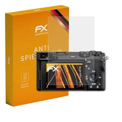 atFoliX Displayfolie kompatibel mit Sony Alpha a6700 Schutzfolie, entspiegelnde und stoßdämpfende FX Folie (3X)