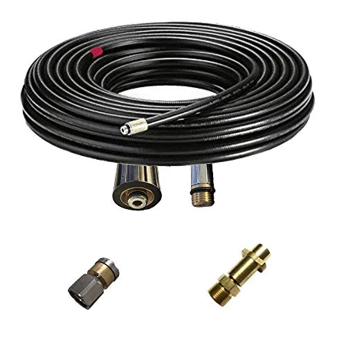 Rohrreinigungsschlauch Set 3-Teilig für Kärcher Workzone Aldi Craft HD HDS und andere - Anschluss 1/8" AG : M22 x 1,5 IG & Bajonett-Adapter & rotierende Rohrreinigungsdüse (10 Meter)
