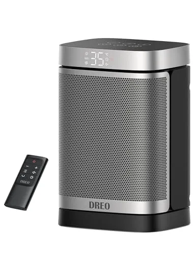 Dreo Heizlüfter Atom One, 1500W Energiesparend & Leise - Elektroheizkörper mit 70° Oszillation und PTC Keramik-Technologie für schnelle Wärme. Der ECO-Modus spart Energie, während der 12-Std-Timer und der leise Betrieb ideal für den Einsatz nachts sind.