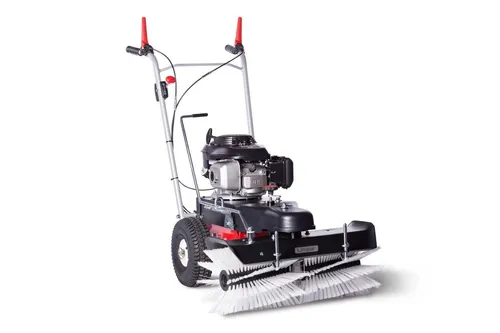 Limpar 72 W Motorkehrmaschine - Nachläufer-Kehrmaschine mit 70 cm Arbeitsbreite, inkl. Winterkehrwalzen für effektive Schneeräumung und hohe Wendigkeit.