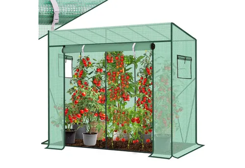 Sekey Tomatengewächshaus Gewächshaus Folie Treibhaus Foliengewächshaus für Garten und Balkon, 200 x 77 x 170cm Tomatenhaus Stabil Gewächshaus Winterfest