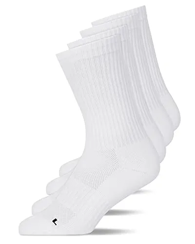 Snocks Hohe Kompressions Laufsocken 4 Paar - Atmungsaktive Sportsocken für Herren und Damen - Sportsocken mit hervorragendem Komfort und Unterstützung, ideal für Laufen und Radfahren. Atmungsaktiv und rutschfest für maximale Leistung.