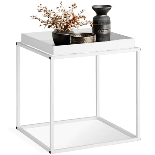 TecTake Beistelltisch Cambridge 40x40 cm - weiß - Ablagetisch im trendigen Retro-Look, stapelbar und mit großer Ablagefläche. Ideal für flexible Raumgestaltungen und platzsparende Nutzung.