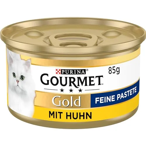 Gourmet Gold Feine Pastete Katzenfutter mit Huhn 12er Pack - Dosenfutter für Katzen: Hochwertige Pastete mit Huhn, ohne künstliche Zusatzstoffe, ideal für die tägliche Ernährung Ihrer Katze.