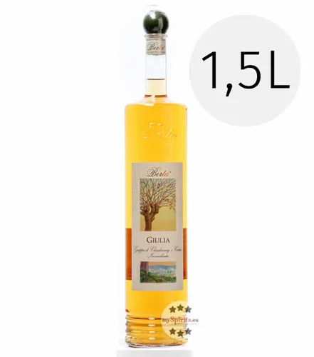 Berta Grappa Giulia Invecchiata 1,5 l - Magnumflasche - Erleben Sie die exquisite Berta Giulia Grappa di Chardonnay und Cortese Invecchiata in der großzügigen 1,5 l Magnumflasche. Ideal für besondere Anlässe und Geschenke.