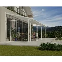 Palram - Canopia Seitenwand für Terrassendach 3 m Tiefe | Weiß - Außenanbau mit stabilen, kristallklaren Seitenwänden für Schutz bei windigem Wetter. Anpassbare Höhe und rostfreies Aluminiumgestell – für mehr Privatsphäre und einladende Terrassentage.