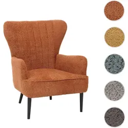 Lounge-Sessel HWC-K37 – Retro Vintage Chenille in Orange - Sessel mit extra breiter Sitzfläche und 17 cm dicker Polsterung für höchsten Komfort. Hochwertiger Chenille-Stoff, BSCI-zertifiziert, ideal für stilbewusste Wohnräume.