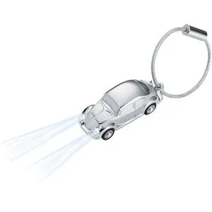 TROIKA Schlüsselanhänger Light Beetle KR16-40/CH, Metall, mit Taschenlampe, silber verchromt, 1 Stück