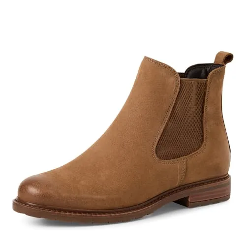 Tamaris Damen Chelsea-Stiefel 1-25056-41, Camel NUBUC, 39 EU - Wanderschuhe mit modernem Urban-Chic-Look, praktischen elastischen Einsätzen und optimalem Sitz. Ideal für Büro und Freizeit, perfekt für Herbstspaziergänge.