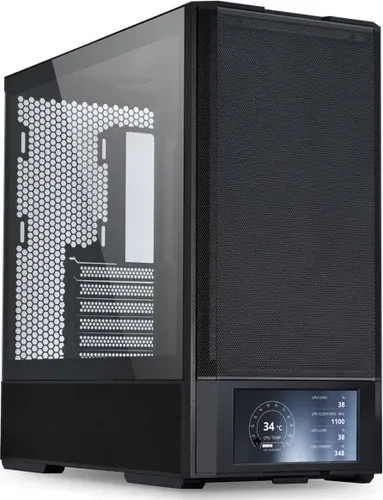 Lancool 207 Digital - Miditower Gehäuse in Schwarz - Modernes PC-Gehäuse im Miditower-Format mit 6'' LCD-Display, ideal für Gamer und PC-Enthusiasten. Unterstützt Wasserkühlung und bietet zahlreiche Anschlussmöglichkeiten.