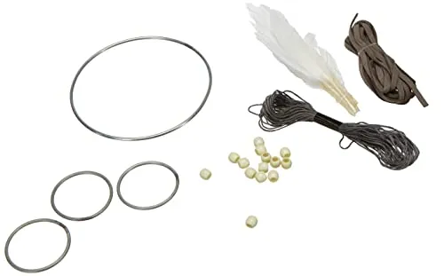Rayher 66045000 Bastelpackung: DIY Traumfänger, 17x33cm, weiß/grau, SB-Btl 1Stück