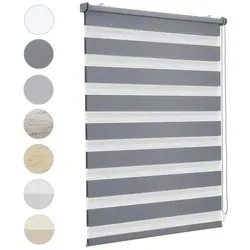 Doppelrollo Duo Rollo Klemmfix ohne Bohren für Fenster Rollos Jalousie Faltrollo, Sekey, freihängend, Klemmträger, Montage mit oder ohne Bohren möglich grau 55 cm x 120 cm