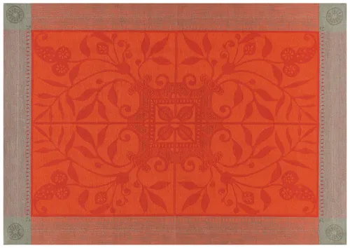 Le Jacquard Français Tischsets Venezia Cornaline (2er Set) - Fleckabweisende Tischsets aus 100% Leinen, ideal für festliche Anlässe. Maße: 54x38 cm, Jacquard-gewebt mit geprüftem Masters of Linen-Zertifikat.