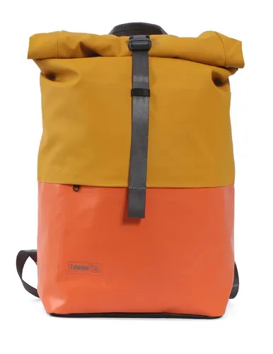Laptoprucksack 7CLOUDS "Nomo 7.1" – orange, gelb, 25cm x 37cm x 14cm - Daypacks mit recyceltem PET, wasserabweisend und ideal für Abenteuer und Alltag – der Nomo 7.1 bietet maximalen Komfort und Style.