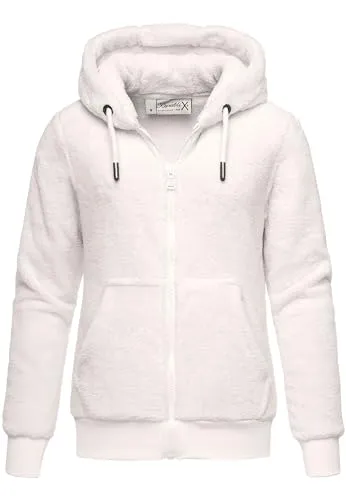REPUBLIX Damen Teddy Sweatjacke Plüsch Hoodie Zipper Jacke RD-015 Cremeweiß M - Bequeme und stylische Teddy Sweatjacke für Damen, ideal für entspannte Tage. Mit praktischem Zipper und weichem Plüschmaterial für höchsten Komfort.