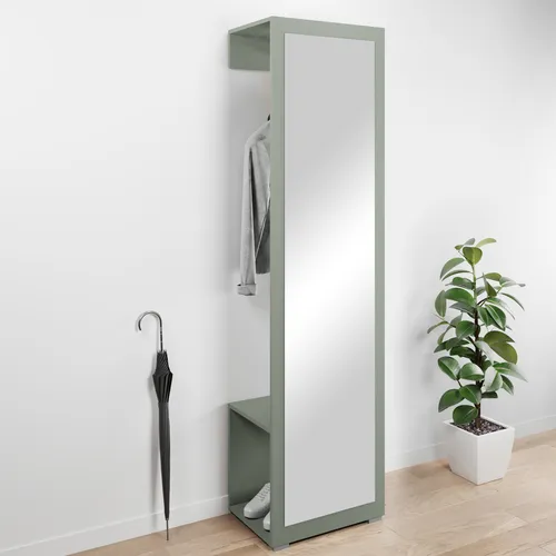 Garderobenschrank OTTO HOME "Paris", salbei, B:50cm H:190cm T:35cm - Moderner Garderobenschrank mit Kleiderstange und praktischem Frontspiegel. Ideal für platzsparende Aufbewahrung in jedem Flur. Hergestellt aus FSC-zertifiziertem Holzwerkstoff für nachhaltige Qualität.
