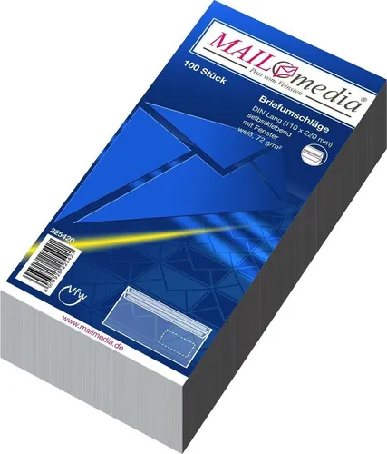 MAILmedia Briefumschlag Offset weiß DIN Lang mit Fenster 100 Briefumschläge