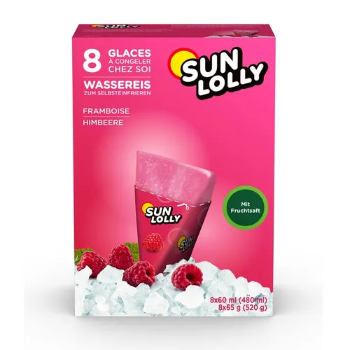 Sun Lolly Himbeere, Wassereis, 8 Packungen 5,08€/1l