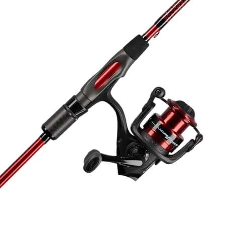 Ugly Stik, 198 cm Kohlenstofffaser-Spinnrute und Rollen-Combo, Graphit mit Graphitspitze, 198 cm Zweiteilige Fast-Action-Rute, Rot/Schwarz