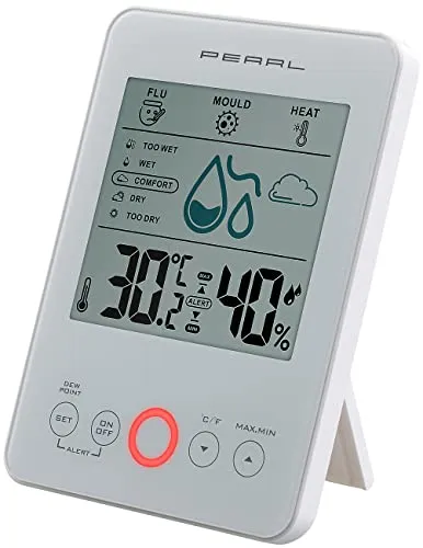 PEARL Digital-Hygro-Thermometer mit Schimmel-Alarm - Wetterstationen mit Schimmelmelder und Komfort-Anzeige. Überwachen Sie Luftfeuchtigkeit und Temperatur für ein gesundes Raumklima.