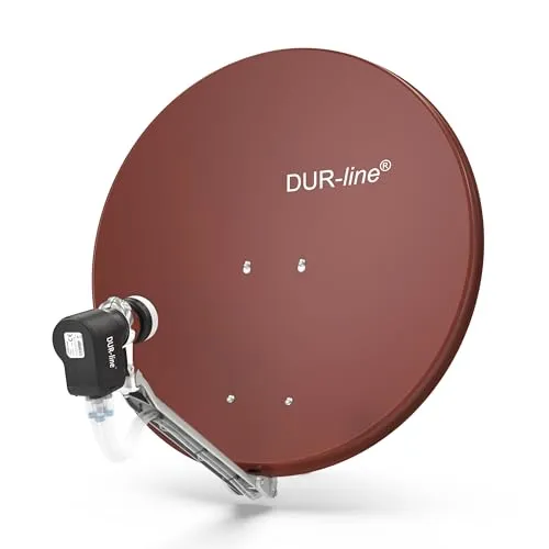 DUR-line 4 Teilnehmer Set - Hochwertige Satelliten-Komplettanlage - SAT-Antennen mit 75cm/80cm Spiegel, ideal für 4 Receiver. Vormontiert, langlebig und unterstützt DVB-S2, 4K und 3D – perfekt für die Zukunft!