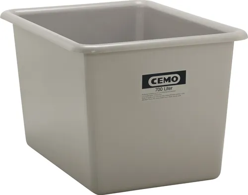 Cemo Lagerbehälter 700 l aus GFK, rechteckig, grau - Robuster Lagerbehälter aus glasfaserverstärktem Kunststoff (GFK) mit chemikalienbeständigen Eigenschaften. Ideal für vielfältige Anwendungen und sicherer Schutz Ihrer Materialien. Erhältlich in grau, grün und blau.
