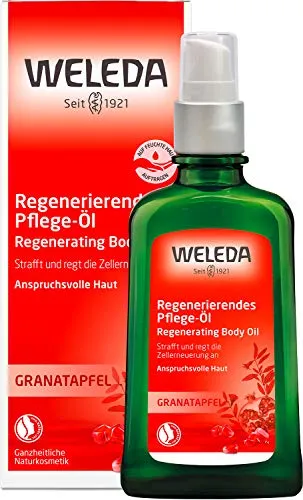 WELEDA Bio Granatapfel Körperöl - Pflegeöl mit Jojobaöl & Macadamia Öl für straffe Haut - Pflegeöl mit wertvollem Granatapfelsamenöl. Unterstützt die Hautregeneration und erhöht die Feuchtigkeit. Ideal für eine geschmeidige und elastische Haut. Vegan und ohne synthetische Zusätze.