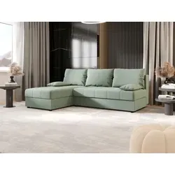 BEDANTE Ecksofa MOS L Cosmic 16 Hellgrün Links mit Schlaffunktion L-Form Sofa mit Stauraum Bettkasten Wohnzimmersofa Couch Sofa Bettsofa Bettkaste... - Grün