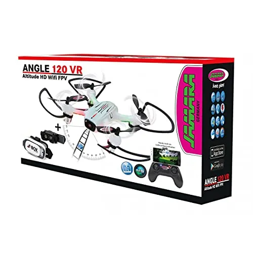 JAMARA 422029 - Angle 120 Altitude HD Wifi VR, inklusive VR-Brille und 120° Weitwinkel-Kamera, automatische Flugbahn-Planung und bis zu 40 km/h