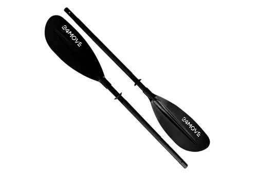 24MOVE® Doppelpaddel LAGO 220cm – Flexibles Paddel für Kajak und Stand-Up Paddling - Paddel für Stand-Up Paddling, leicht und stabil dank Aluminium-Schaft, ideal für Anfänger und Profis mit verstellbarem Blattwinkel für verschiedene Wasserbedingungen.