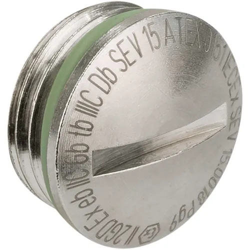 Kaiser Verschlussschraube EX8763.08, M63 - Verschlussschraube aus Messing mit O-Ring, metrisches Gewinde, für Temperaturen von -40 bis 100 °C, ideal für zuverlässige Anwendungen im Elektrobedarf.