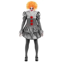 Smiffys IT Chapter 2 - Pennywise-Kostüm mit Rüschenkleid und Strumpfhosen, offiziell lizenziertes Outfit für Halloween und Horror-Events