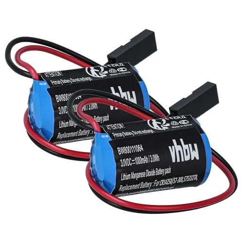 vhbw 2X Batterie kompatibel mit Siemens Simatic S7-300, SL2361 CXFL, S7-400, S7-314CPU, S7-312CPU Steuereinheit (900 mAh, 3 V, Li-MnO2)