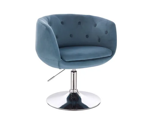SVITA Cocktailsessel PANAMA - 360° drehbar und höhenverstellbar, Blau - Cocktailsessel mit bequemem Samtbezug und verchromtem Gestell. Ideal für stilvolle Akzente in Ihrem Wohnraum, stufenlos höhenverstellbar und drehbar für optimalen Komfort.