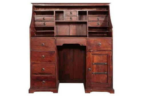 Massivmoebel24 Schreibtisch OXFORD – Eleganter Sekretär aus Akazie - Schreibtisch aus Akazie (128x58x138 cm), 12 Schubladen und nachhaltig gefertigt. Ideal für stilvolle Büros oder Home Offices.