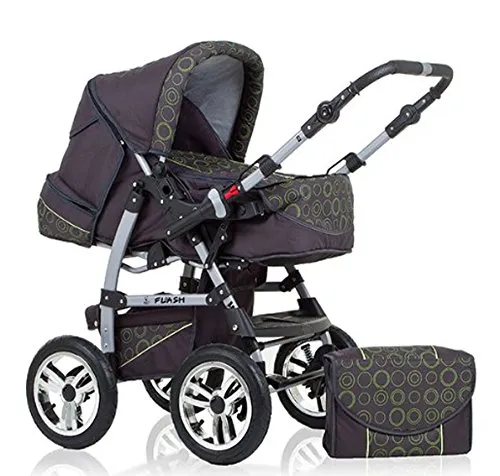 dein_babyladen Kombi-Kinderwagen Flash 2 in 1 - Standardkinderwagen mit Sportsitz, umfangreichem Zubehör und komfortablen gepolsterten Sitzeneinlagen. Ideal für jedes Gelände dank großer Lufträder und exzellenter Federung.