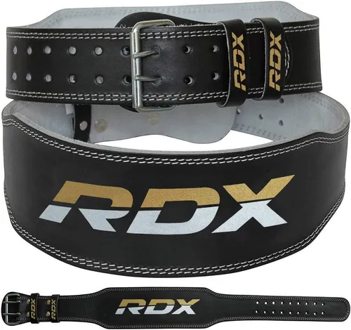 RDX Gewichthebergürtel Leder 4” und 6” – Verstellbarer Trainingsgürtel für Powerlifting - Fitnesskleingeräte: Hochwertiger RDX Gewichthebergürtel aus echtem Rindsleder mit 10 verstellbaren Löchern für optimale Unterstützung beim Krafttraining.