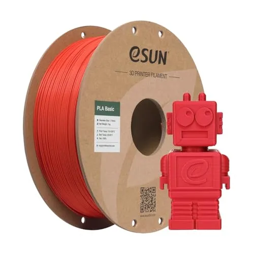 eSUN PLA Filament 1.75mm, PLA Basic 3D Drucker Filament Maßgenauigkeit +/- 0.03mm, 1KG Spule (2.2 LBS) Super Speedy PLA Filament für 3D Drucker, Rot