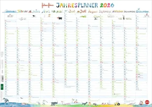 Helme Heine: Posterplaner 2026: Liebevoll illustrierter Wand-Kalender von Helme Heine mit den drei Freunden. Praktischer Jahresplaner 2026 zum Eintragen. (Helme Heine Kalender Heye)