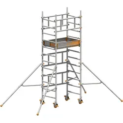Layher Gerüst SoloTower 4,15m - Fahrbares Aluminiumgerüst mit 4 feststellbaren Lenkrollen, sicherer Stand auf unebenem Untergrund und einfacher, werkzeugloser Aufbau - ideal für Profis und Heimwerker.