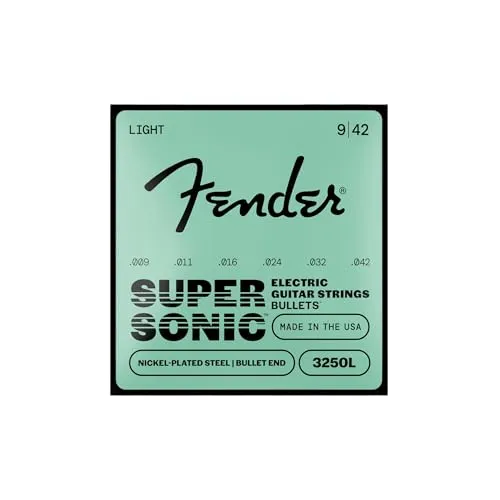 Fender Super Bullet® Strings for Electric Guitar, Nickel Plated Steel, Bullet End, 3250L Gauges .009-.042, (6)