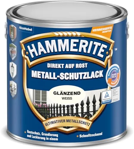 Hammerite Metallschutzlack Glänzend, Weiß, 2,5L