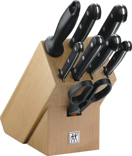 ZWILLING Twin Gourmet Messerblock 9-teilig - Hochwertiges Messerblockset aus Holz mit 9 Teilen, einschließlich Kochmesser und Wetzstahl. Langanhaltende Schärfe und korrosionsbeständige Klingen für präzises Schneiden. Made in Germany.